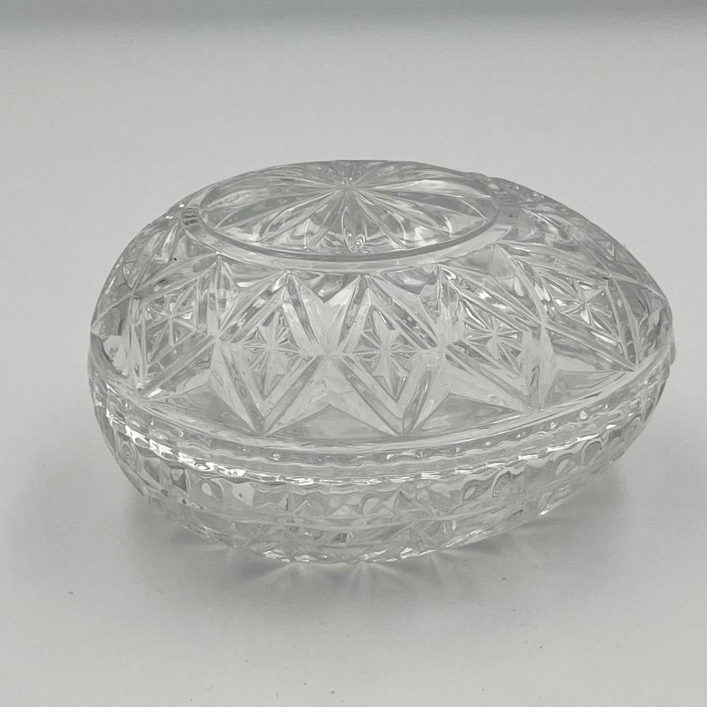Crystal Egg‎ Trinket Box Clear Cut Glass Decorative Container Stash Jewelry